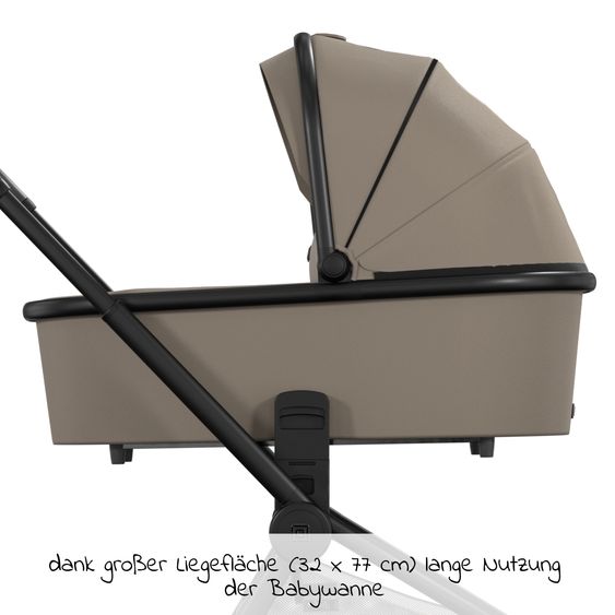 Moon 2in1 Kombi-Kinderwagen Resea S Basic mit Babywanne, Sportsitz & Teleskopschieber - bis 22 kg - Mud