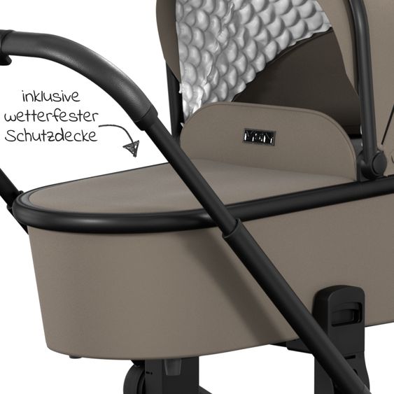 Moon 2in1 Kombi-Kinderwagen Resea S Basic mit Babywanne, Sportsitz & Teleskopschieber - bis 22 kg - Mud