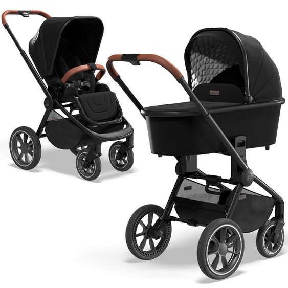 Moon Passeggino combinato 2in1 Resea S Basic con seduta sportiva, navicella - fino a 22 kg - Nero Melange