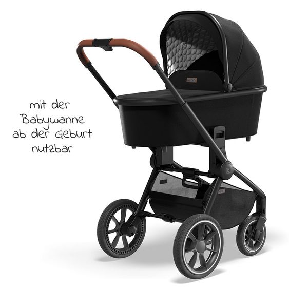 Moon Passeggino combinato 2in1 Resea S Basic con seduta sportiva, navicella - fino a 22 kg - Nero Melange
