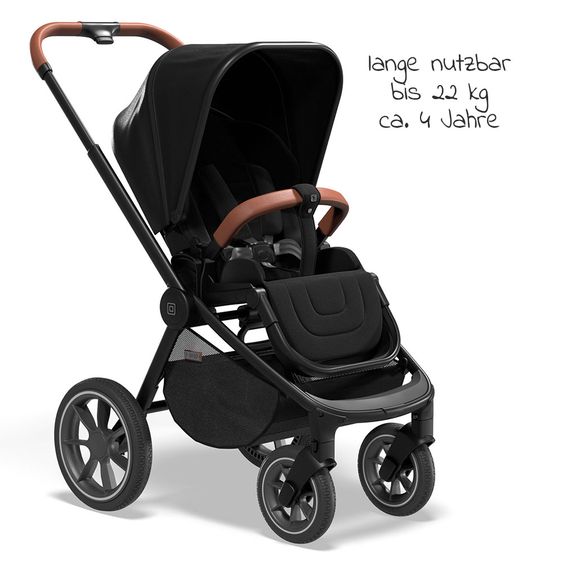 Moon Passeggino combinato 2in1 Resea S Basic con seduta sportiva, navicella - fino a 22 kg - Nero Melange