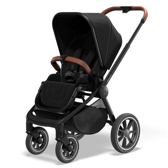 Moon Passeggino combinato 2in1 Resea S Basic con seduta sportiva, navicella - fino a 22 kg - Nero Melange