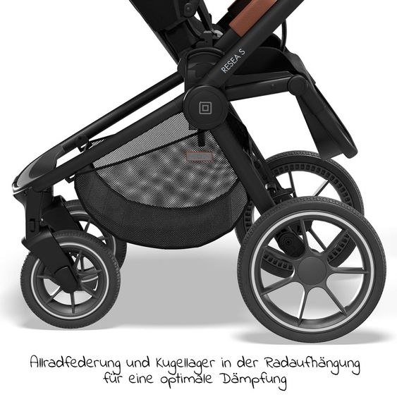 Moon Passeggino combinato 2in1 Resea S Basic con seduta sportiva, navicella - fino a 22 kg - Nero Melange