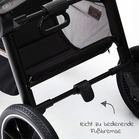 Moon Passeggino combinato 2in1 Resea S Basic con seduta sportiva, navicella - fino a 22 kg - Nero Melange