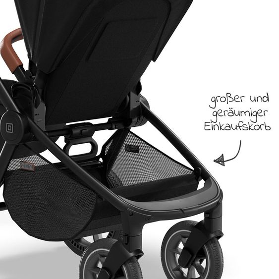 Moon Passeggino combinato 2in1 Resea S Basic con seduta sportiva, navicella - fino a 22 kg - Nero Melange