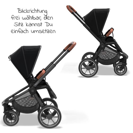 Moon Passeggino combinato 2in1 Resea S Basic con seduta sportiva, navicella - fino a 22 kg - Nero Melange