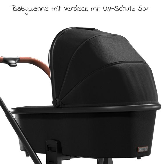 Moon Passeggino combinato 2in1 Resea S Basic con seduta sportiva, navicella - fino a 22 kg - Nero Melange