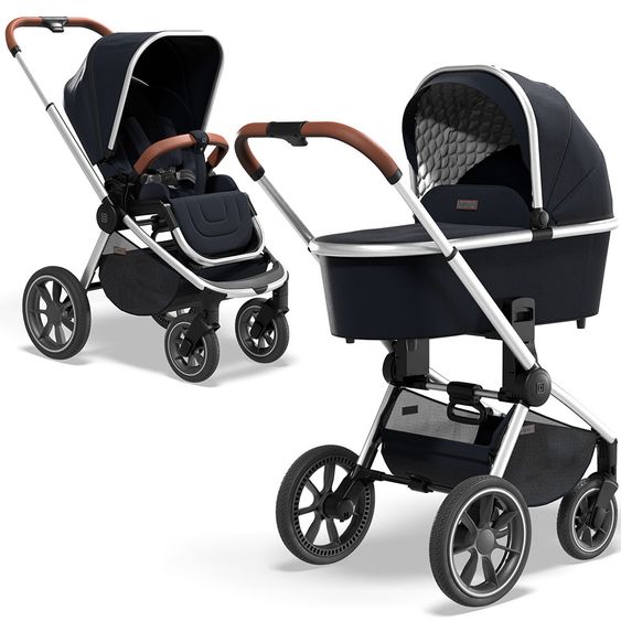 Moon 2in1 Kombi-Kinderwagen Resea S Basic mit Sportsitz, Babywanne - bis 22 kg - Navy Melange