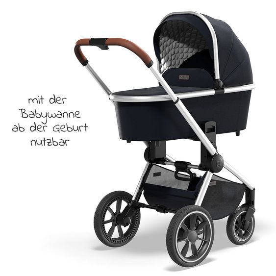 Moon 2in1 Kombi-Kinderwagen Resea S Basic mit Sportsitz, Babywanne - bis 22 kg - Navy Melange