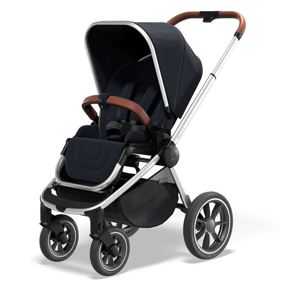 Moon 2in1 Kombi-Kinderwagen Resea S Basic mit Sportsitz, Babywanne - bis 22 kg - Navy Melange