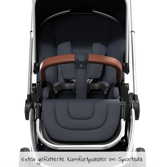 Moon 2in1 Kombi-Kinderwagen Resea S Basic mit Sportsitz, Babywanne - bis 22 kg - Navy Melange