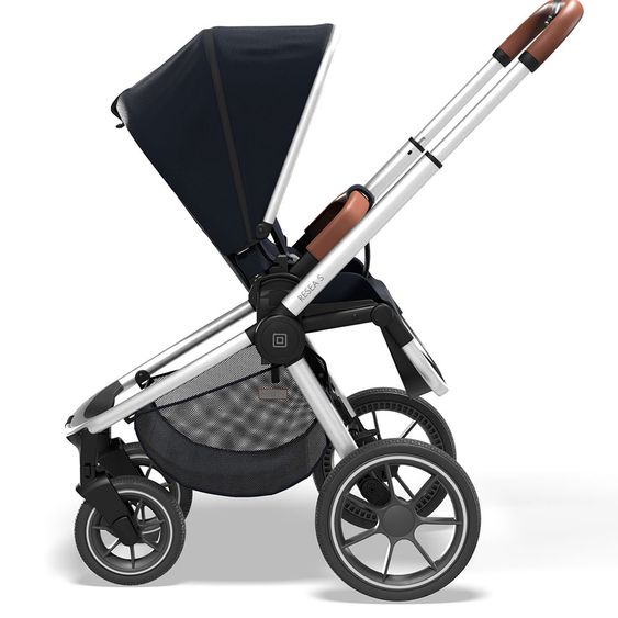 Moon 2in1 Kombi-Kinderwagen Resea S Basic mit Sportsitz, Babywanne - bis 22 kg - Navy Melange