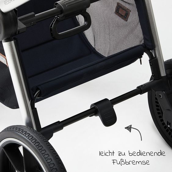 Moon 2in1 Kombi-Kinderwagen Resea S Basic mit Sportsitz, Babywanne - bis 22 kg - Navy Melange