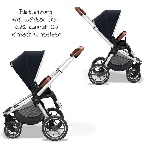 Moon 2in1 Kombi-Kinderwagen Resea S Basic mit Sportsitz, Babywanne - bis 22 kg - Navy Melange