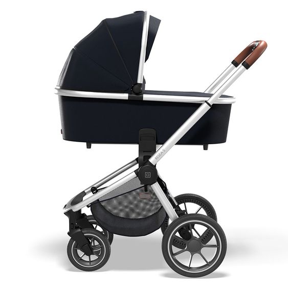 Moon 2in1 Kombi-Kinderwagen Resea S Basic mit Sportsitz, Babywanne - bis 22 kg - Navy Melange