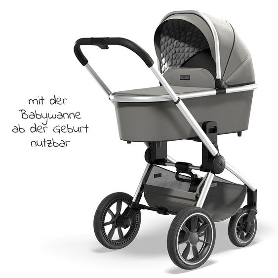 Moon Passeggino combinato 2in1 Resea S Basic con seduta sportiva, navicella - fino a 22 kg - Shadow Melange