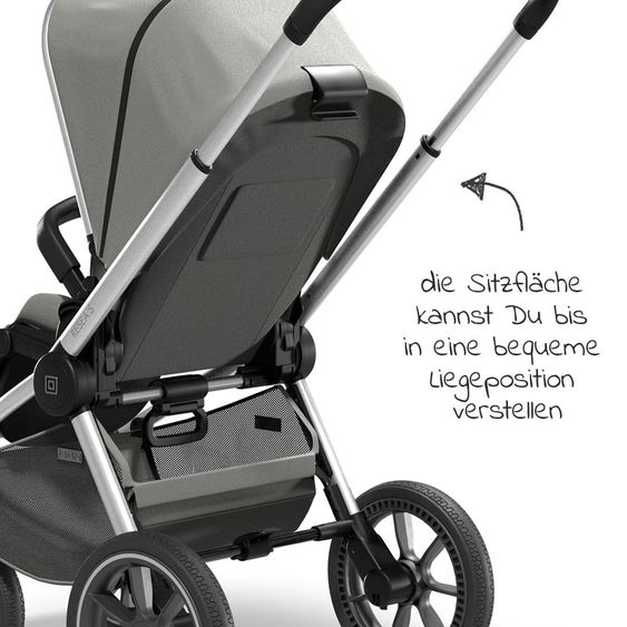 Moon Passeggino combinato 2in1 Resea S Basic con seduta sportiva, navicella - fino a 22 kg - Shadow Melange
