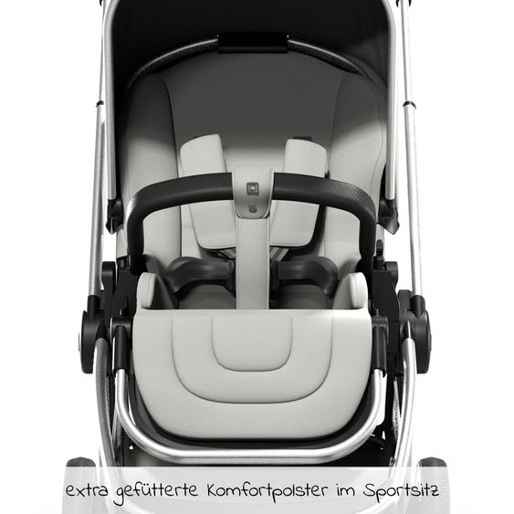 Moon Passeggino combinato 2in1 Resea S Basic con seduta sportiva, navicella - fino a 22 kg - Shadow Melange
