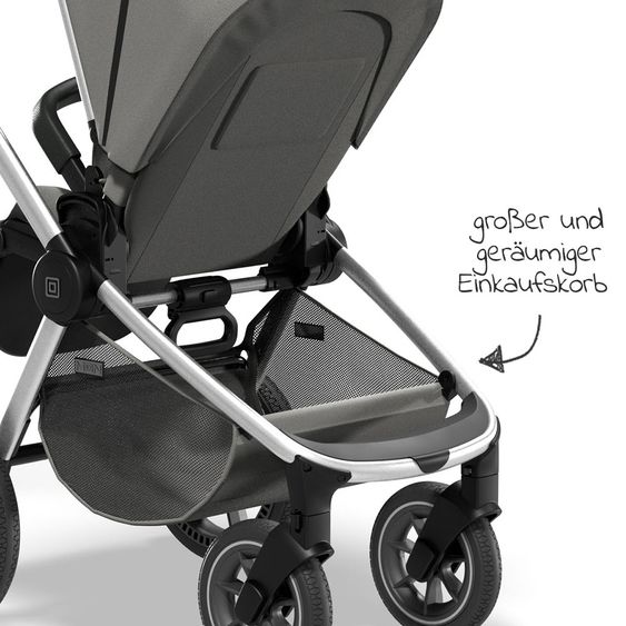 Moon Passeggino combinato 2in1 Resea S Basic con seduta sportiva, navicella - fino a 22 kg - Shadow Melange