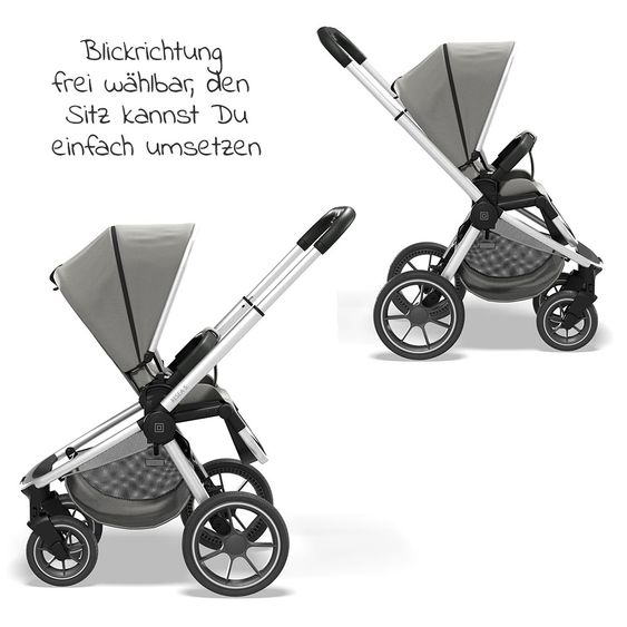 Moon Passeggino combinato 2in1 Resea S Basic con seduta sportiva, navicella - fino a 22 kg - Shadow Melange