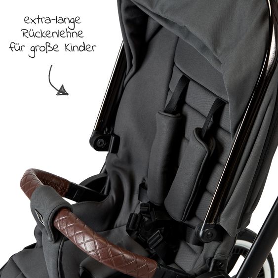 Moon 2in1 Kombi-Kinderwagen Resea S Edition + mit Lufträder, Babywanne, Sportsitz & Teleskopschieber - bis 22 kg - Anthrazit Black Chrome