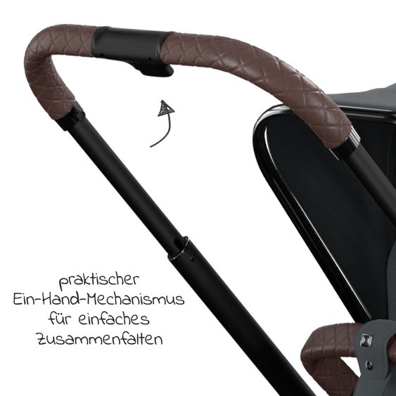 Moon 2in1 Kombi-Kinderwagen Resea S Edition + mit Lufträder, Babywanne, Sportsitz & Teleskopschieber - bis 22 kg - Anthrazit Black Chrome