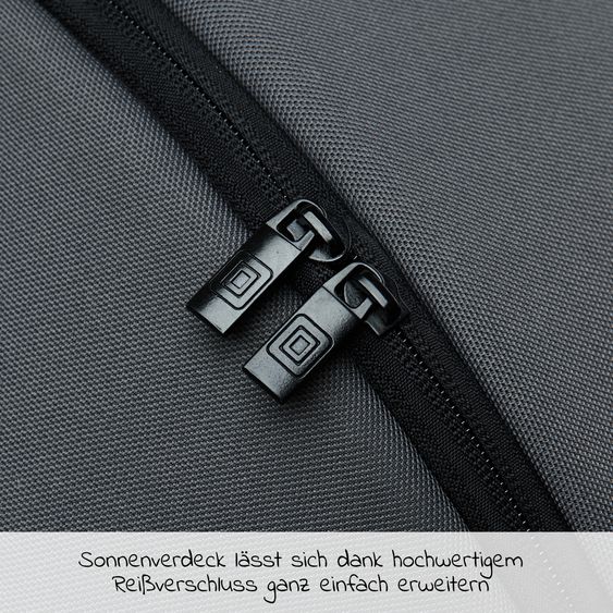 Moon 2in1 Kombi-Kinderwagen Resea S Edition + mit Lufträder, Babywanne, Sportsitz & Teleskopschieber - bis 22 kg - Anthrazit Black Chrome