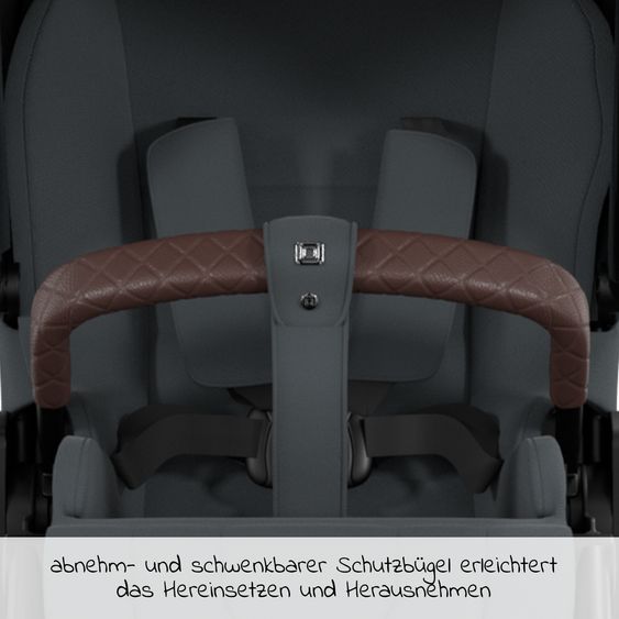 Moon 2in1 Kombi-Kinderwagen Resea S Edition + mit Lufträder, Babywanne, Sportsitz & Teleskopschieber - bis 22 kg - Anthrazit Black Chrome