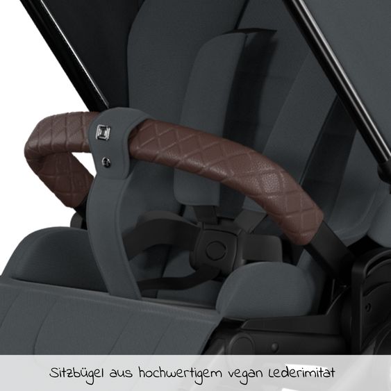Moon 2in1 Kombi-Kinderwagen Resea S Edition + mit Lufträder, Babywanne, Sportsitz & Teleskopschieber - bis 22 kg - Anthrazit Black Chrome