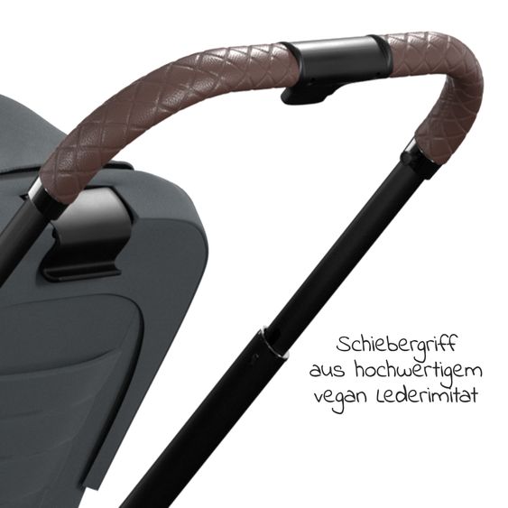Moon 2in1 Kombi-Kinderwagen Resea S Edition + mit Lufträder, Babywanne, Sportsitz & Teleskopschieber - bis 22 kg - Anthrazit Black Chrome