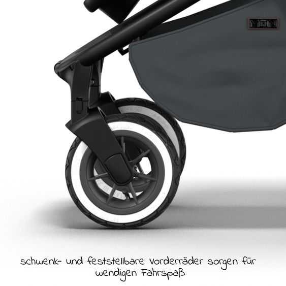 Moon 2in1 Kombi-Kinderwagen Resea S Edition + mit Lufträder, Babywanne, Sportsitz & Teleskopschieber - bis 22 kg - Anthrazit Black Chrome