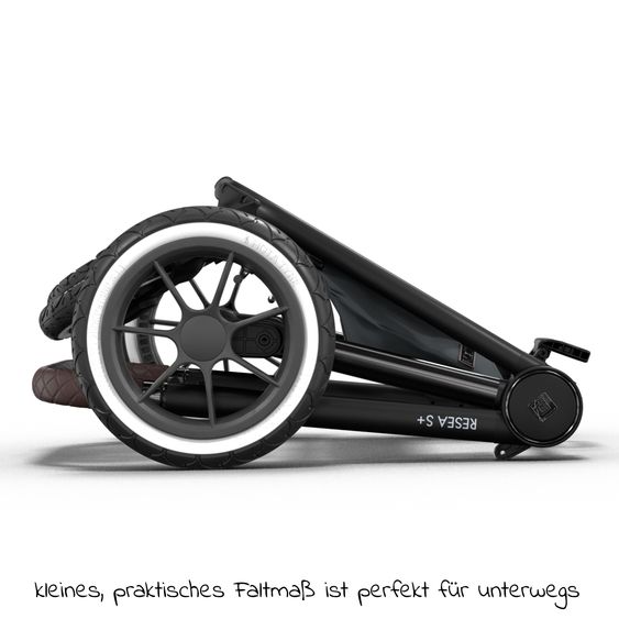 Moon 2in1 Kombi-Kinderwagen Resea S Edition + mit Lufträder, Babywanne, Sportsitz & Teleskopschieber - bis 22 kg - Anthrazit Black Chrome