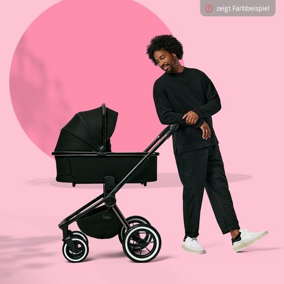 Moon 2in1 Kombi-Kinderwagen Resea S Edition + mit Lufträder, Babywanne, Sportsitz & Teleskopschieber - bis 22 kg - Anthrazit Black Chrome