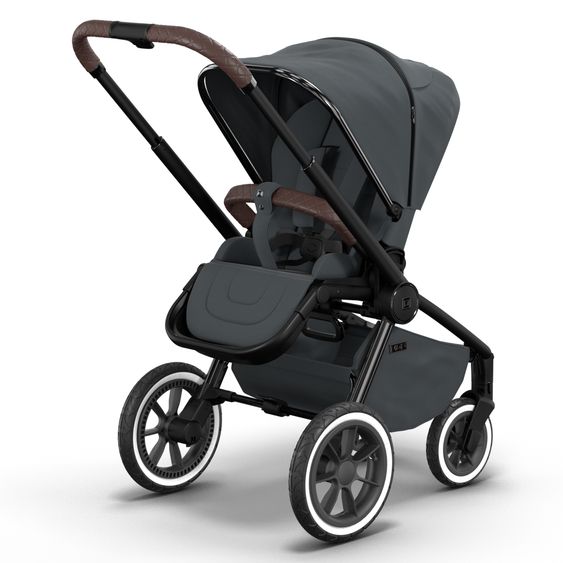Moon 2in1 Kombi-Kinderwagen Resea S Edition + mit Lufträder, Babywanne, Sportsitz & Teleskopschieber - bis 22 kg - Anthrazit Black Chrome