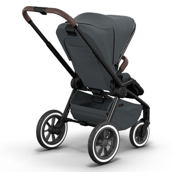 Moon 2in1 Kombi-Kinderwagen Resea S Edition + mit Lufträder, Babywanne, Sportsitz & Teleskopschieber - bis 22 kg - Anthrazit Black Chrome