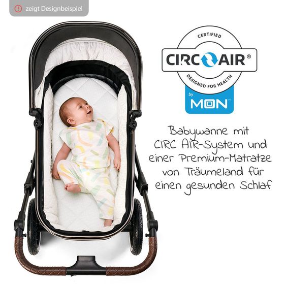 Moon 2in1 Kombi-Kinderwagen Resea S Edition + mit Lufträder, Babywanne, Sportsitz & Teleskopschieber - bis 22 kg - Anthrazit Black Chrome