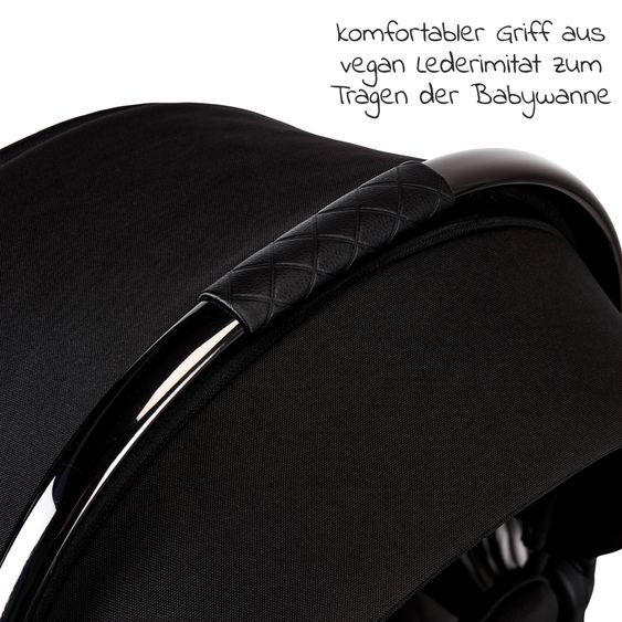 Moon 2in1 Kombi-Kinderwagen Resea S Edition + mit Lufträder, Babywanne, Sportsitz & Teleskopschieber - bis 22 kg - Black Black Chrome