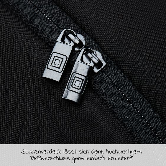 Moon 2in1 Kombi-Kinderwagen Resea S Edition + mit Lufträder, Babywanne, Sportsitz & Teleskopschieber - bis 22 kg - Black Black Chrome