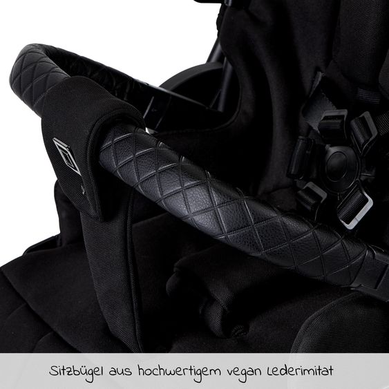 Moon 2in1 Kombi-Kinderwagen Resea S Edition + mit Lufträder, Babywanne, Sportsitz & Teleskopschieber - bis 22 kg - Black Black Chrome