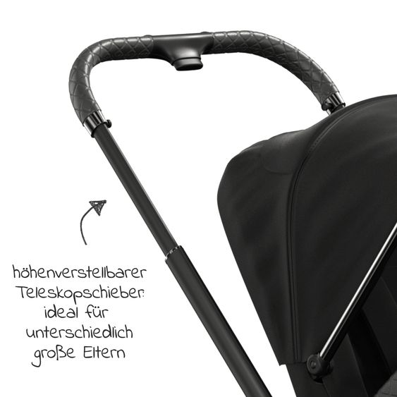 Moon 2in1 Kombi-Kinderwagen Resea S Edition + mit Lufträder, Babywanne, Sportsitz & Teleskopschieber - bis 22 kg - Black Black Chrome