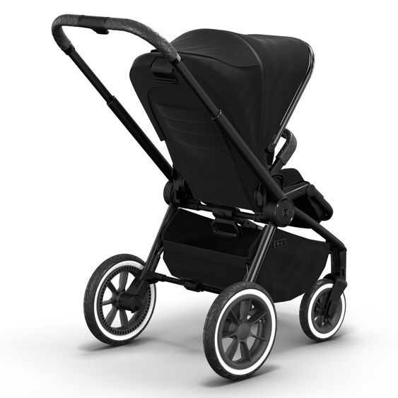 Moon 2in1 Kombi-Kinderwagen Resea S Edition + mit Lufträder, Babywanne, Sportsitz & Teleskopschieber - bis 22 kg - Black Black Chrome