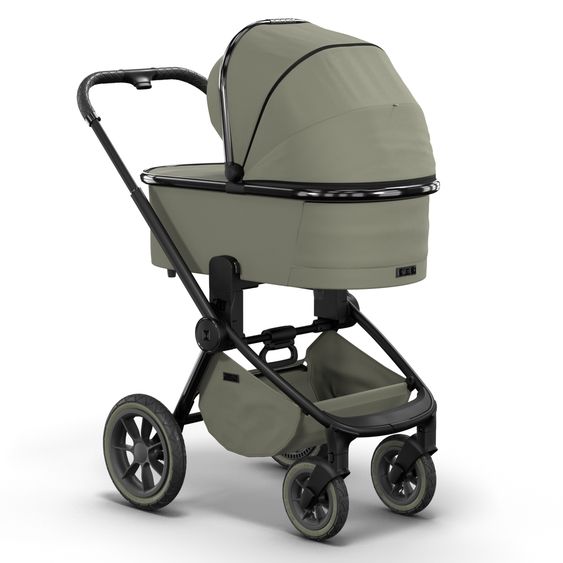 Moon 2in1 Kombi-Kinderwagen Resea S Edition + mit Lufträder, Babywanne, Sportsitz & Teleskopschieber - bis 22 kg - Moss Grenn Black Chrome