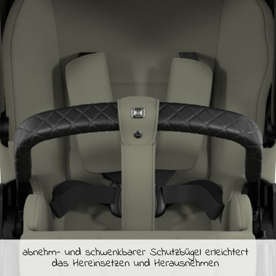 Moon 2in1 Kombi-Kinderwagen Resea S Edition + mit Lufträder, Babywanne, Sportsitz & Teleskopschieber - bis 22 kg - Moss Grenn Black Chrome