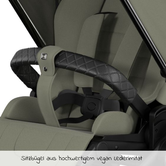 Moon 2in1 Kombi-Kinderwagen Resea S Edition + mit Lufträder, Babywanne, Sportsitz & Teleskopschieber - bis 22 kg - Moss Grenn Black Chrome