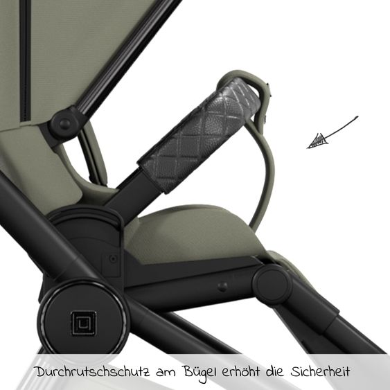 Moon 2in1 Kombi-Kinderwagen Resea S Edition + mit Lufträder, Babywanne, Sportsitz & Teleskopschieber - bis 22 kg - Moss Grenn Black Chrome