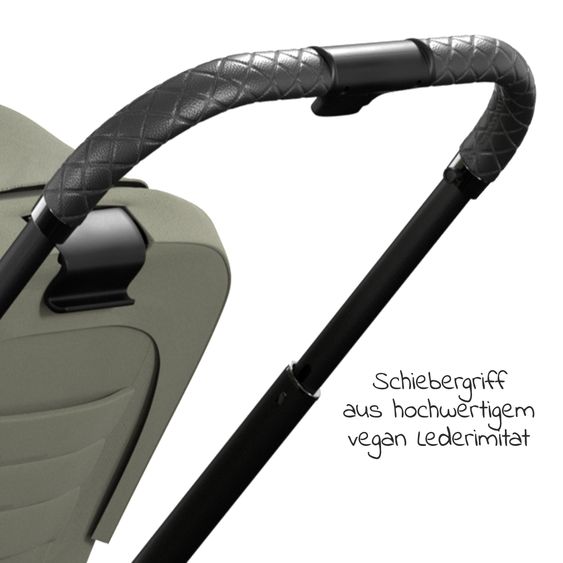 Moon 2in1 Kombi-Kinderwagen Resea S Edition + mit Lufträder, Babywanne, Sportsitz & Teleskopschieber - bis 22 kg - Moss Grenn Black Chrome
