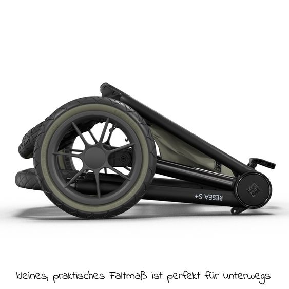 Moon 2in1 Kombi-Kinderwagen Resea S Edition + mit Lufträder, Babywanne, Sportsitz & Teleskopschieber - bis 22 kg - Moss Grenn Black Chrome