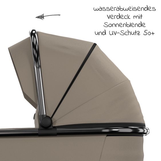 Moon 2in1 Kombi-Kinderwagen Resea S Edition + mit Lufträder, Babywanne, Sportsitz & Teleskopschieber - bis 22 kg - Mud Black Chrome