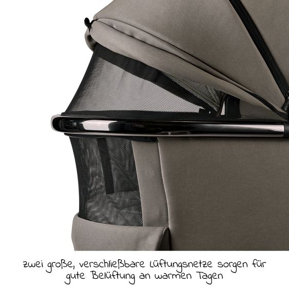 Moon 2in1 Kombi-Kinderwagen Resea S Edition + mit Lufträder, Babywanne, Sportsitz & Teleskopschieber - bis 22 kg - Mud Black Chrome