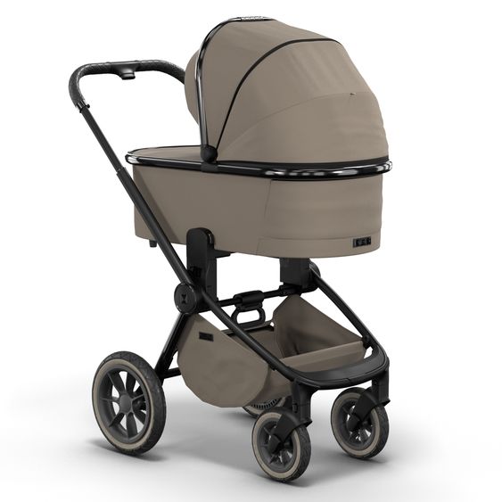 Moon 2in1 Kombi-Kinderwagen Resea S Edition + mit Lufträder, Babywanne, Sportsitz & Teleskopschieber - bis 22 kg - Mud Black Chrome